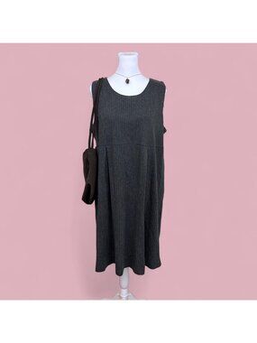 90s gray pinstripe maternity career wear midi dress